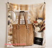 Coach Tan Leather Tote Bag Print Flannel Sofa Throw Blanket for Wall Decor C206